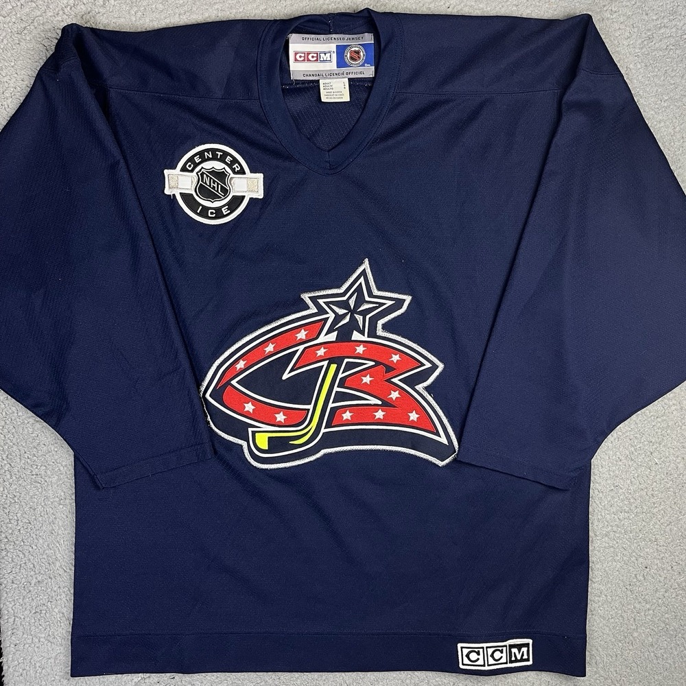 Columbus Blue Jackets Blank CCM Blue Center Ice Practice CBJ Jersey L Sewn